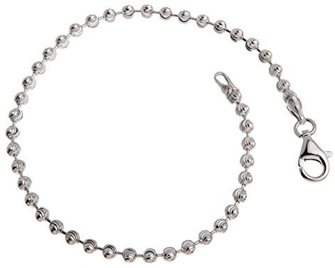 3mm Kugelkette Armband, geschliffen - echt 925 Silber, Länge 16cm