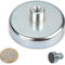Magneti piatti con filettatura interna - Ø10 - 125mm - Ferrite Dura (HF) - Magneti permanenti di fermo con base in acciaio con boccola filettata - Forza fino a 130kg, Grandezzas:Ø 80mm | M10 | 60kg forza