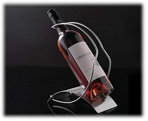 ASC Wine Bottle Holder Rack Brushed Steel Plate Wire holder open or sealed bottles