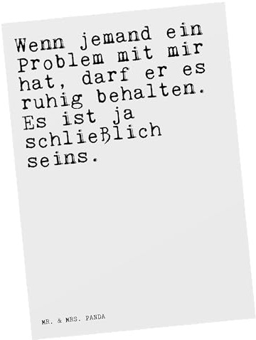 Mr. & Mrs. Panda Grußkarte Wenn jemand ein Problem... - Geschenk, Postkarten, Ansichtskarte, Postkarte, Mann, Ansichtskarten, Spruch, bildkarte, Sprüche, Frau, witzig, Weisheit