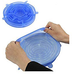Silicone Stretch Lids 6-Pack of Various Sizes, Oenbopo Silicone Bowl Lids Food Saver Covers Wrap Bowl Pot Cup Lid- BPA Free, Dishwasher, Microwave, Oven and Freezer Safe