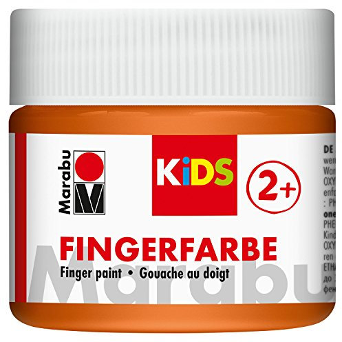 Marabu 03030050013 - Kids Fingerfarbe orange 100 ml, Fingermalfarbe auf Wasserbasis, parabenfrei, vegan, laktosefrei, glutenfrei, geeignet zum Malen in Kindergarten, Schule, Therapie und zu Hause