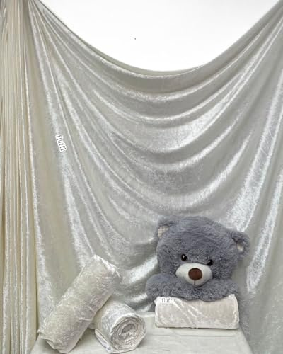 Crushed Velvet Stretch Material | Soft Furnishing, Craft Velour & Dressmaking Fabric | Same Day Dispatch | Sold By The Metre | By Tia Knight Q156 (Ivory)
