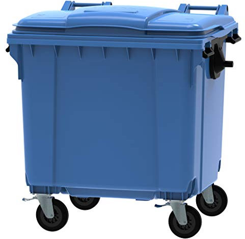 Office Needs Direct Blue Wheelie Bin Polyethylene 1100 Litre Wheeled Recycling Waste Bin