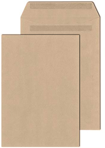 KK Verpackungen® Versandtaschen in DIN B4 | 100 Stück, 250x353 mm, Selbstklebende Briefumschläge aus 110 g/m² Papier | Kuvert ohne Fenster in Braun