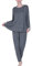 amropi Pigiama Donna Oversize Set da Pigiami Manica Lunga Maglietta e Pantaloni Camicia da Notte Grigio,3XL