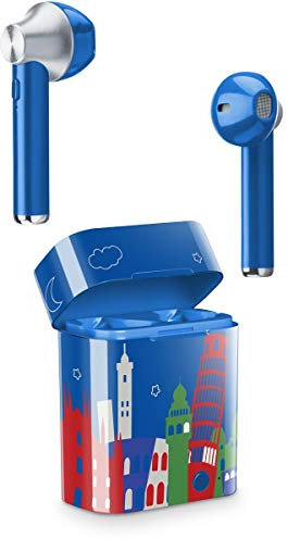 cellularline Auricolari Wireless Bluetooth ITALIA con custodia di ricarica, microfono e tasto di risposta (Blu)