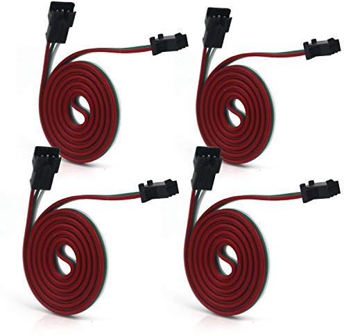 Taikuwu 4 Pcs 3 Pin JST SM Male Female Plug LED Connector Cable for WS2812B WS2811 SK6812 Symphony LED Lights with Connectors,SM3P Buckle Free Welding Plug Light Controller Wire (100CM)