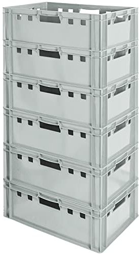 Fleischkiste E2 Fleischkiste Grau Fleischerkiste Fleischkisten Kiste Fleischkiste Eurobox Lebensmittelecht 60 x 40 Metzgerkiste Auswahl Kingpower, Anzahl:6