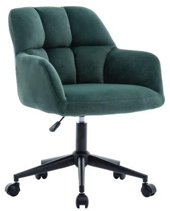 Wahson Samt Bürostuhl Schreibtischstuhl Drehstuhl höhenverstellbar Computerstuhl mit Armlehne Arbeitsstuhl für Home Office/Arbeitszimmer (Rollen,Grün)