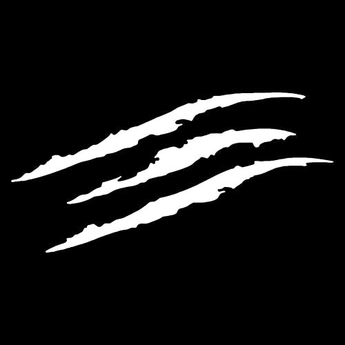 NewTeam 2 Adesivi per Auto a Forma di Graffi | Tuning Sport | Stickers in Vinile ! Adesivi a Forma di Artigli di Mostro per la Tua Moto o Macchina Esterni 40 x 12 cm (Bianco)