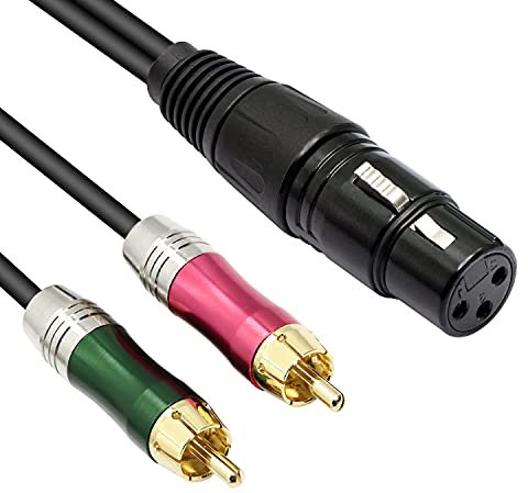 GELRHONR - Cavo audio splitter XLR a 2 RCA Y, sbilanciato 3 pin XLR femmina a doppio RCA maschio cavo cavo placcato oro connettore per altoparlante microfono - 0,3 m