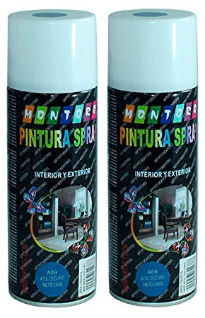 Montoro - Pack 2 Botes de Pintura en Spray Azul Oscuro A09 400 ml, válido para Multitud de Superficies de Interior y Exterior