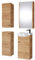 Planetmöbel Badmöbel Set Waschtisch mit Unterschrank 40 x 60 x 29 cm mit Spiegelschrank 40 cm, 2X Midischränke für Badezimmer, Gäste WC & Bad, Gold Eiche