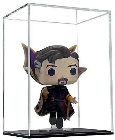HOPEME Vitrine 5x3.93x6.7 Inch, Acrylvitrine für Sammlerstücke, staubdichte Acrylvitrine mit Deckel und mattschwarzer Basis für Modelle und Actionfiguren