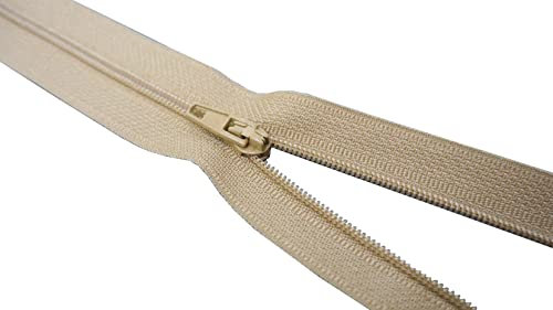 King of Trade Reißverschluss Nylon Schiene 4 mm Nicht teilbar fein Zipper 40 cm 14# Beige