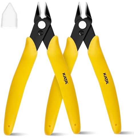 Seitenschneider Klein 2 STÜCK 5 Zoll Drahtschneider Mini Präzisions Zange Multifunktional Kabelschneider Abgewinkelt Schneidezange für Modellbau, Feine Drähte, Electronics, Kabelbinder,Gelb
