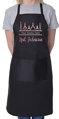 Print4U Personalised Apron Nail Technician Any Name Great For Work Nail Beauty Black