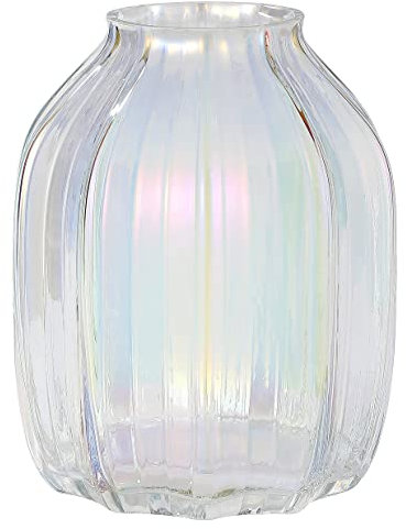 Large Colored Modern Glass Vase Irised Crystal Clear Glass Vase 21cm for Decorative Home Office Centerpieces Flowers Décor(Colored 21cm)