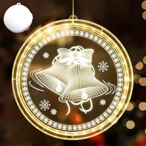 DAZZTIME Luz de Ventana Decorativa de Navidad, 3D Colgantes Interior, para Decoración Ventanas Fiestas Navideñas Interiores Exteriores, se Pueden Pegar y Colgar