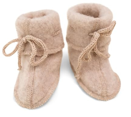 Engel Natur, Baby-Schühchen Fleece, 100% Wolle (kbT) (50-56, Sand melange)