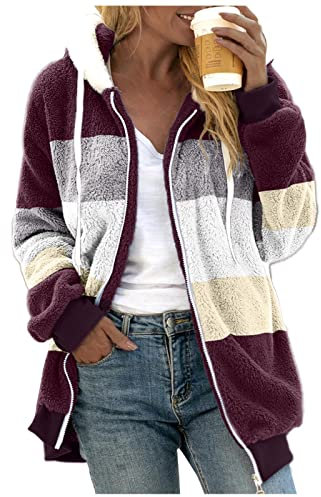 Jacke aus Plüsch für Frauen - Herbst Mode 2023 Basic Kurzmantel Kuschelig Kawaii Kapuzenjacke Warm Trenchcoat Elegant Winter Plüschjacke Outdoor mantel Kapuze Weicher täglichen Warm Jacke Damen