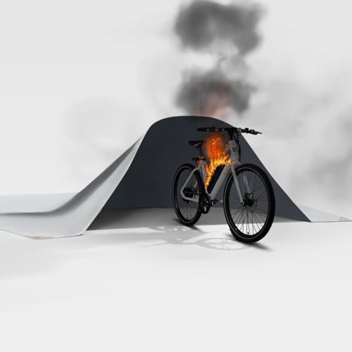 FLASLD Feuerfeste Lithium-Batterieabdeckung, schnellste und einfachste Möglichkeit, kleine Brände zu isolieren und zu löschen, Feuerdecke für E-Scooter und E-Bike (296 x 205 cm, Grau)