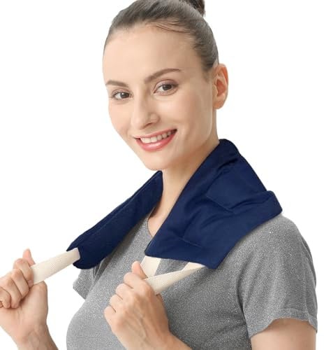 uncn longue coussin chauffant du cou cervicales micro onde,graine de lin,noyaux cerises,grande poche chauffante nuque epaule et dos,ventre