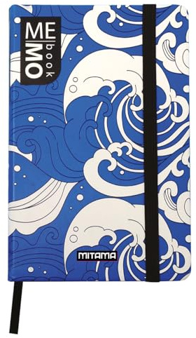 Mitama Notizbuch Large - Grafik WAVES - MEMO BOOK - Notizbuch - Soft Touch Cover - Innentasche + Bleistift enthalten - liniertes Blatt - 13 x 21 cm