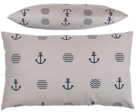 Out of the blue Weißes Deko-Kissen, Modern Maritime, mit Reissverschluss, ca. 30 x 50 cm, 64% Polyester, 19% Baumwolle, 17% Viskose, 300g Füllgewicht