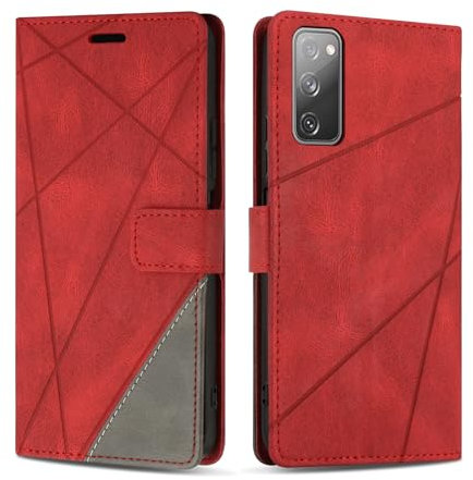 SONWO Hülle für Samsung Galaxy S20 FE Hülle, Premium PU Leder Handyhülle Wallet Silikon Schutzhülle Klapphülle für Galaxy S20 FE, Rot