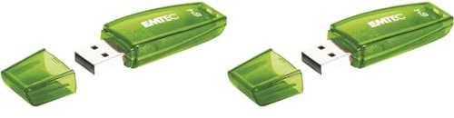Emtec ECMMD64G2C410 - Clé USB - 2.0 - Série Runners - C410 Color Mix - 64 Go - Transparente Vert avec Capuchon (Lot de 2)
