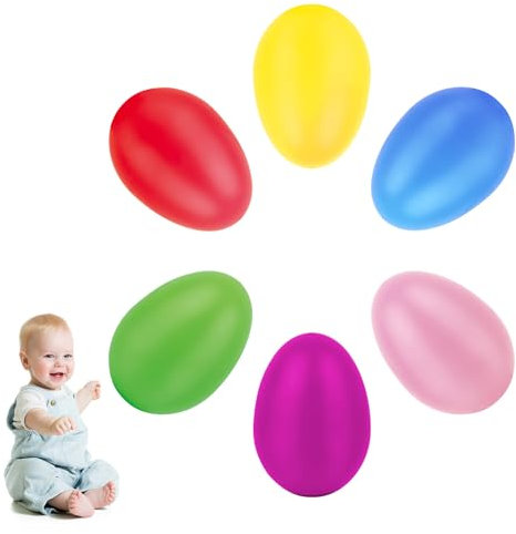 Uova Musicali 24 Pezzi 6 Colori Uova Shaker, Shaker per Uova in Plastica, Egg Maracas, Uova di Pasqua per Bambini, Uovo Musicale a Percussione per Educazione Musicale,Attività Genitore Figlio