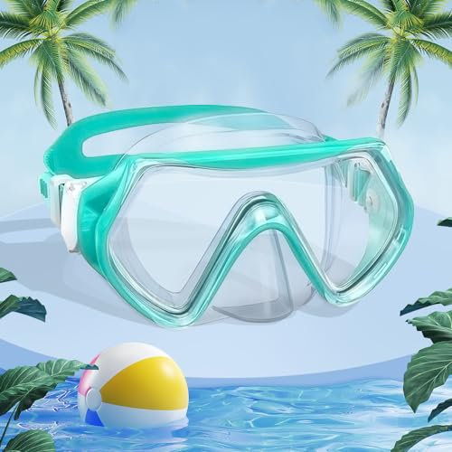 mizikuu Occhiali da Sub per Bambini, Maschera Subacquea per 4-12 Ragazzi e Ragazze con Cinturino in Silicone Morbido Maschera Immersione Anti Perdita Occhiali da Nuoto Protezione UV