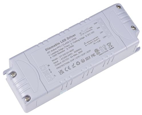 YAYZA! LED Trafo 12V Dimmbar, LED Transformator 60W IP44 5A TRIAC, 230V Auf 12V LED Treiber, Kein LED-Flimmern, Kein Rauschen LED Dimmbar Netzteil 12V 60W, für LED Lampen G4, MR11