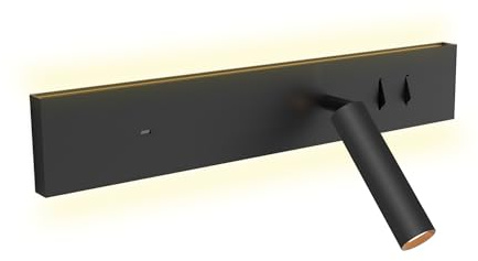 kalb I Avay Bett-Panel mit USB-C, Moderne LED Wandlampe, Flexibles Leselicht mit Lademöglichkeit, Nachtlicht für Schlafzimmer, Energiesparende USB-C Nachttischlampe & Spot schwarz (Linke Seite)