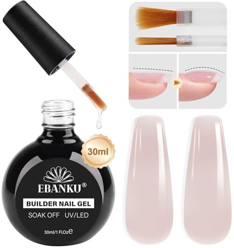 EBANKU 30ML Builder Gel, 8 in 1 Nude Pink Base Strengthener UV/LED Nagellack für Reparatur, Nagelstärkung, Nagelverlängerung und Nail Art DIY