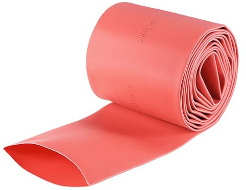 TOP-VIGOR Tubo Termorretráctil 50mm con, Longitud 2 m, Relación 2:1, Aislante Eléctrico Impermeable para Reparaciones de Cables, Conectores, Manguito Rojo