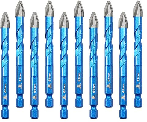 BRSCHNITT Head Eccentric Drill Bit 5/168mm - 10pcs Carbide Tipped Drill bit Masonry Drill Bit Sets for Porcelain Ceramic Tiles Glass Hard Plastic Cement/Granite etc