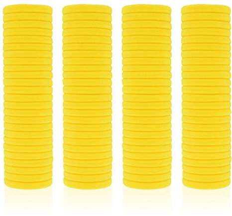 100 Stück Haargummi Damen, Haargummis für Mädchen, Haargummies Pferdeschwanz Gummi, Elastische Haarbänder für Damen Mädchen (gelb)