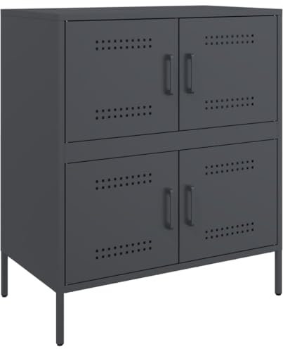 vidaXL Sideboard, Kommode mit Stauraum, Anrichte Schrank für Wohnzimmer, Highboard Beistellschrank Mehrzweckschrank, Industrie-Stil, Anthrazit Stahl