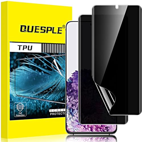 QUESPLE [2 Stück] Privacy Schutzfolie für Samsung Galaxy S20 Plus 5G, Anti-Kratzen, Anti Spähen, Fingerabdruck-ID Blasenfreie Weich TPU Displayschutzfolie für Samsung S20 Plus Anti-Spy Folie