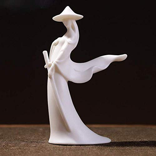 Figura de escultura, estatuilla, estatua for decoración de escritorio de oficina en casa, estatua zen de porcelana blanca, paladín oriental, decoración del hogar, adornos creativos zen, vajilla