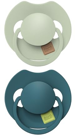 LOVI Prime Beruhigungssauger Silikon Schnuller dynamisch, BPA-frei, antiallergisch, unterstützt Saugreflex, mit Sterilisationskapsel, 2 Stück (Pistachio/Green, 6-18 m)