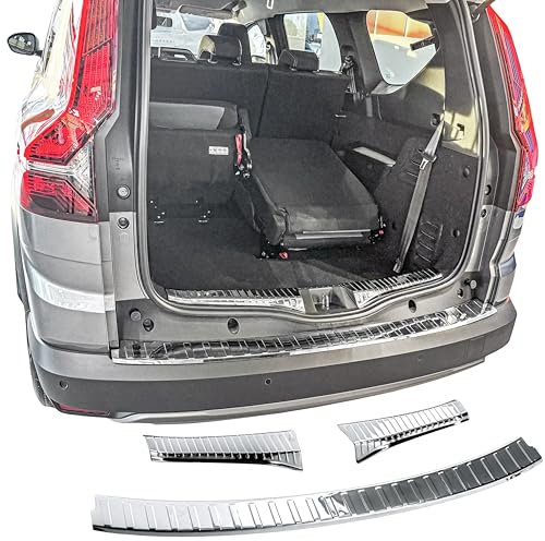 RECAMBO Ladekantenschutz Set Edelstahl kompatibel für Dacia Jogger | BJ ab 2021 - Hochglanz poliert, Chrom Look - Styling und Schutz für die Stoßstange