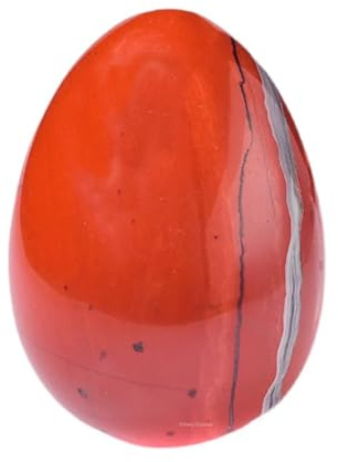 Erliway 1 Stück roter Jaspis-Kristall-Ei für Ostern & Meditation 1,8 x 1,4 | Natürliches poliertes Chakra-Heilungs-Ei, glatter Handtaschen-Beruhigungsstein für Reiki Angstlinderung Ausgleich Wohnkultur