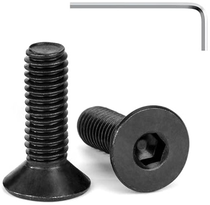Tunejoy 20 Stück M6 x 20 mm Senkkopfschrauben Schwarz Senkschrauben Edelstahl A2 V2A Senkkopf Innensechskant DIN 7991 Vollgewinde mit Inbusschlüssel