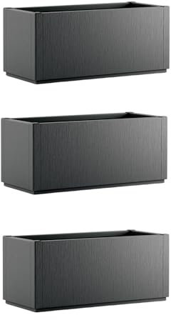 mille idee 3 Fioriere fioriera rattangolare da Esterno colore antracite grafite Vaso Rettangolare cm 80x35x36xh Arredo Giardino