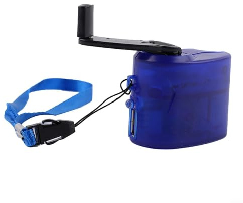 Springwillfly USB-Handkurbel-Ladegerät, Generator, manuelle Dynamo-Mobilbank, tragbares Outdoor-Reise-Handy-Ladegerät mit LED-Licht (blau)