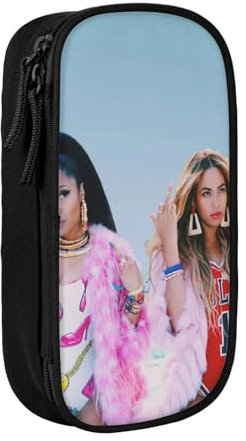EYTFYZGL Nicki Minaj Federmäppchen für Lehrer und Schüler, Doppelreißverschluss + 3 Netztaschen, einfaches Handwasch-Design, mehrfarbig, Europäischer und amerikanischer Stil, Retro, modern